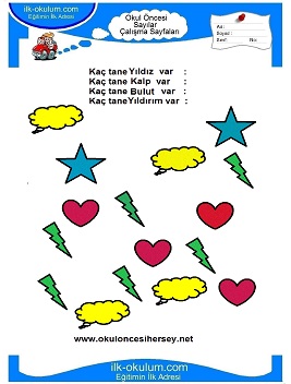 Çocuklar İçin Sayılar Çalışma Sayfaları 